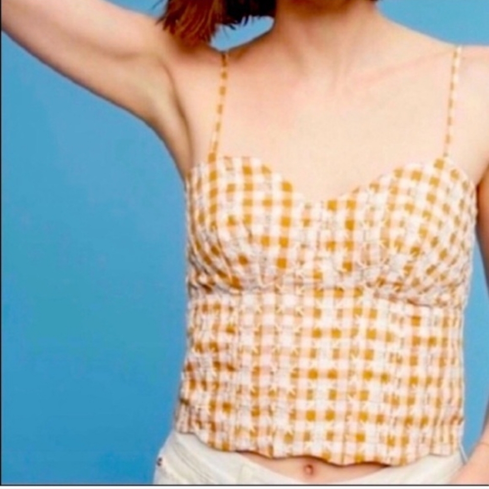 Maeve Mustard and White Gingham Camisole